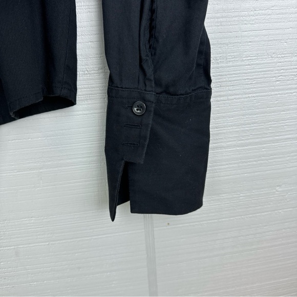 Anne Klein Black Cotton Long Sleeve Button Up V-neck Top Blouse 10 - Picture 4 of 7